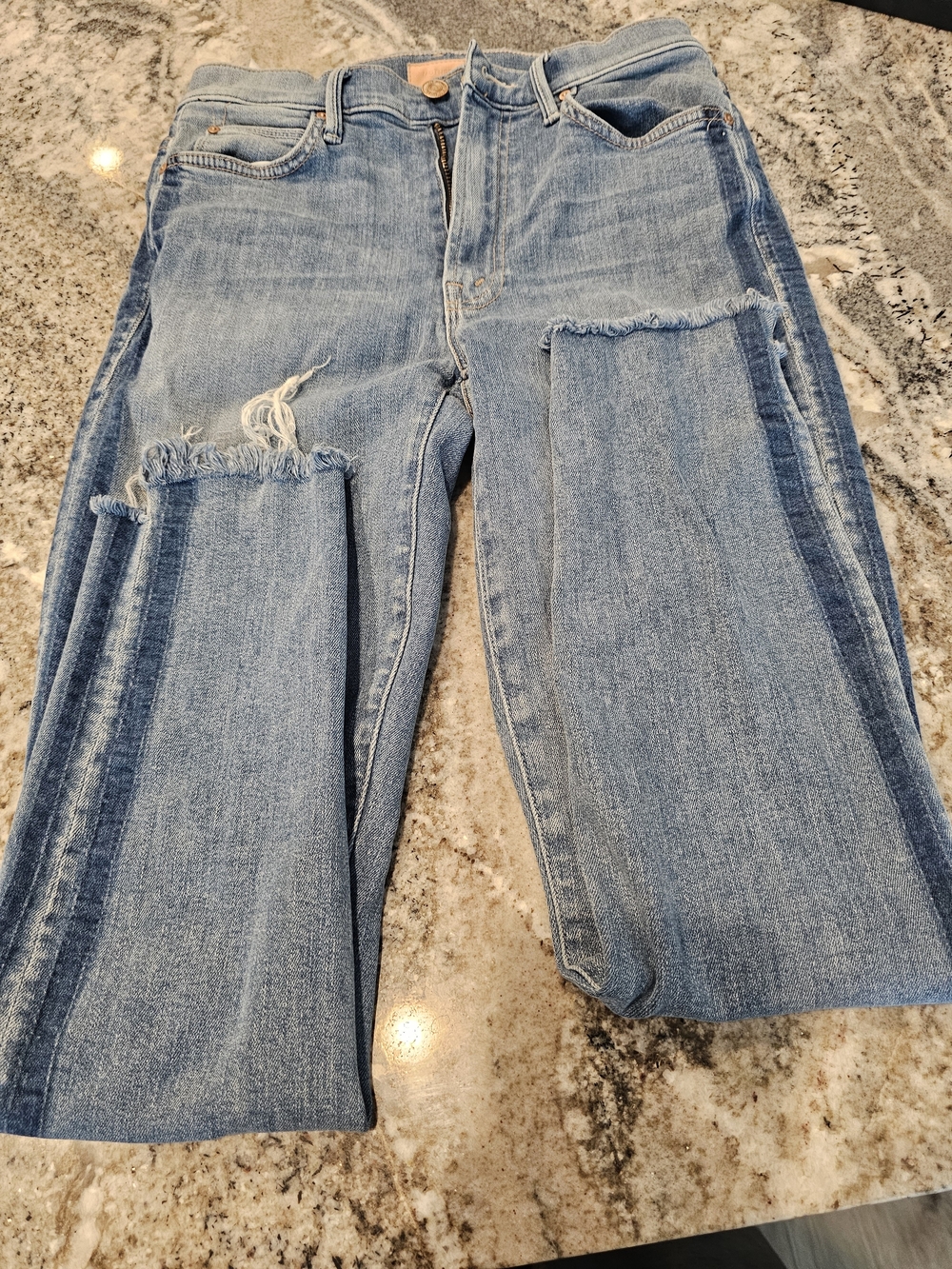 MOTHER  Light kitty Racer Stunner Zip Ankle Step Fray size 26 - Picture 3 of 11